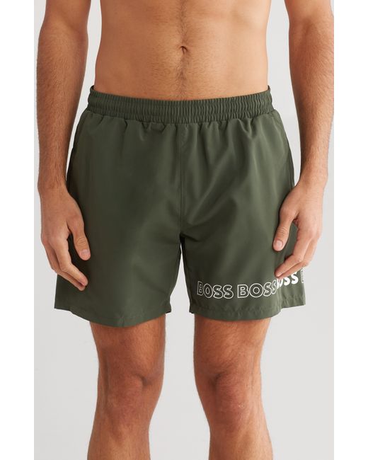 Boss Green Recycled Polyester Dolphin Shorts for men