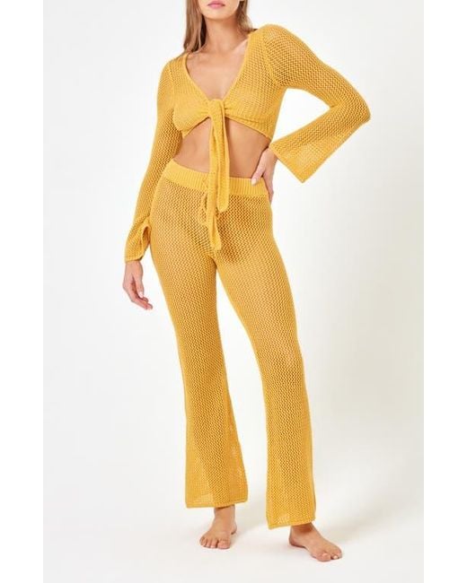 L*Space Yellow Los Cabos Open Stitch Cover-Up Sweater Pants