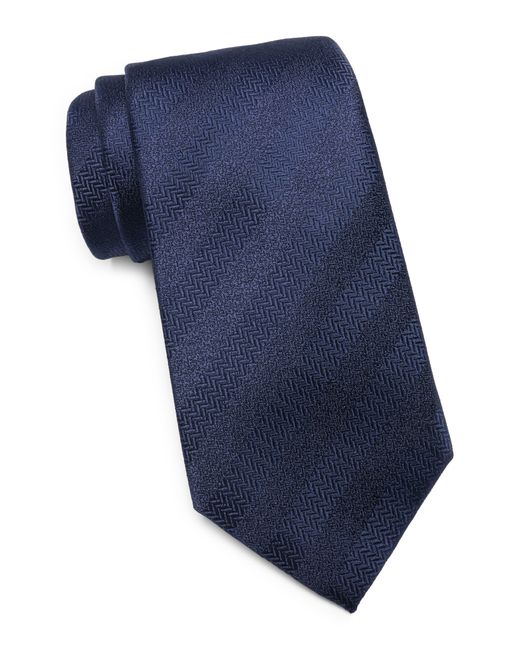 Tommy Hilfiger Blue Herringbone Solid Stripe Tie for men