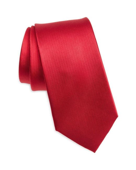 Duchamp Red Solid Silk Tie for men