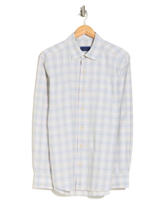 David Donahue White Casual Plaid Cotton Poplin Button-down Shirt for men