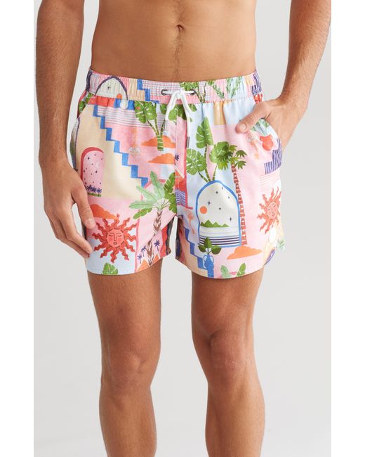 Native Youth Pink Volley Swim Trunks for men