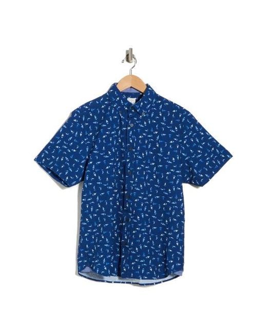 Con.struct Blue Sailboat Seersucker Button-Down Shirt for men