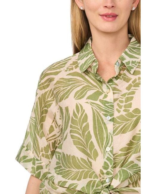 Halogen® Natural Tie Front Sleeve Top