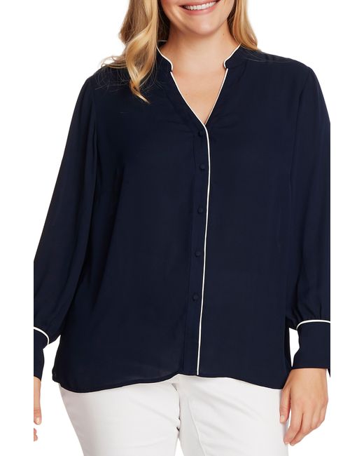 Vince Camuto Blue Piped Button-up Shirt