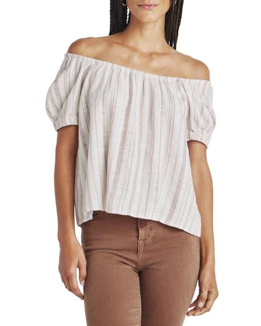Splendid White Farrah Stripe Puff Sleeve Top