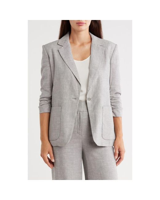 Calvin Klein Gray Scrunched Sleeve Blazer