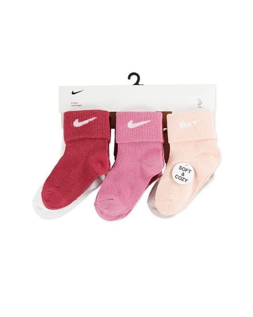 Nike Pink Assorted 6-Pack Lightweight Ankle Socks