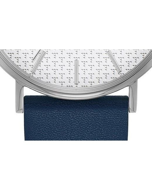 Ted Baker Blue T Engraved Leather Strap Watch, 43Mm for men