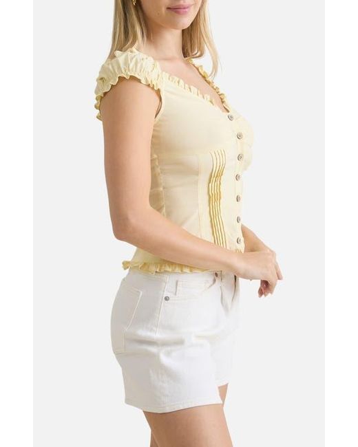 Blu Pepper White Cap Sleeve Button Top