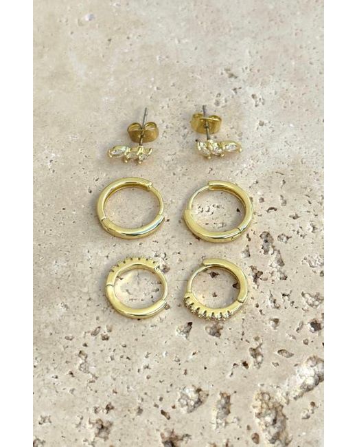 Adornia Metallic Set Of 3 Assorted Hoops And Stud Earrings