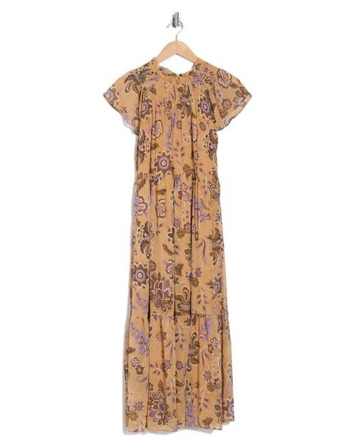 The Good Journey Multicolor Smocked Flutter Sleeve Midi Dress