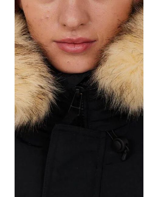 Bench Hooded Puffer Jacket With Faux Fur Trim in Black Lyst
