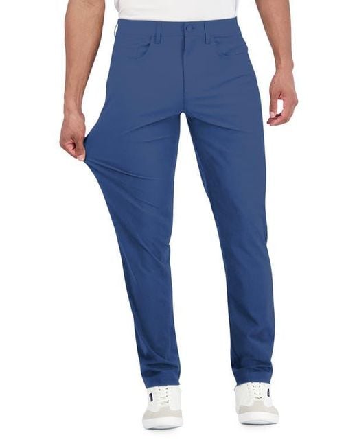Ben Sherman Blue Solid 4-Way-Stretch Tech Golf Pants for men
