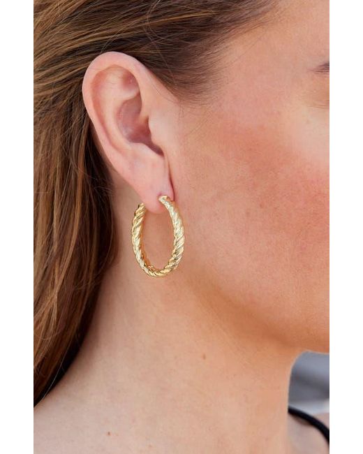 SAVVY CIE JEWELS Metallic Italian Like Twist Hoop Earrings