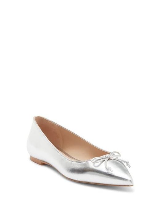 Stuart Weitzman White Gabby Bow Flat