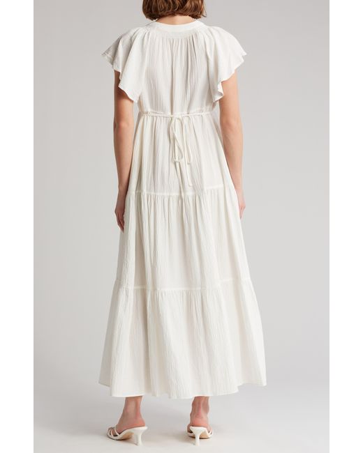 Calvin Klein White Tiered Gauze Maxi Dress