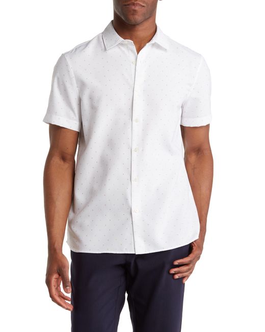 Perry Ellis Chicken Foot Print Short Sleeve Button-up Shirt in White ...