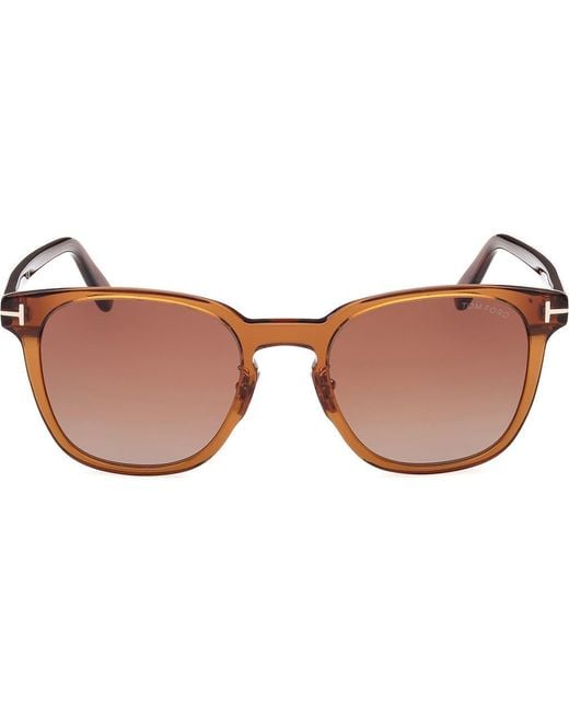 Tom Ford Brown 56Mm Gradient Round Sunglasses