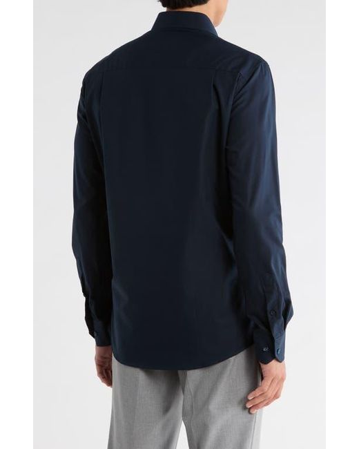 Duchamp Blue Solid Slim Fit Dress Shirt for men