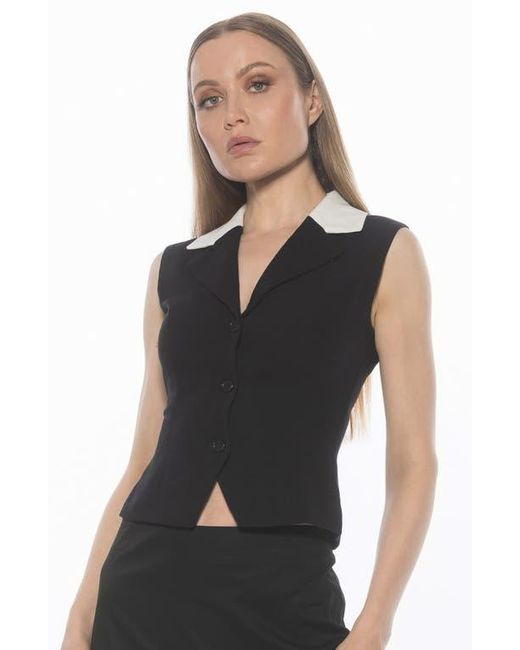 Alexia Admor Black Luisa Cotton & Linen Vest