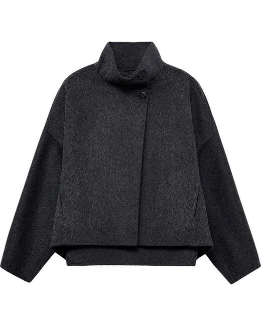 Mango Black Oversize Wool Blend Jacket