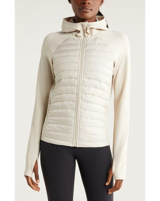 Zella Natural Seamless Mixed Media Puffer Jacket