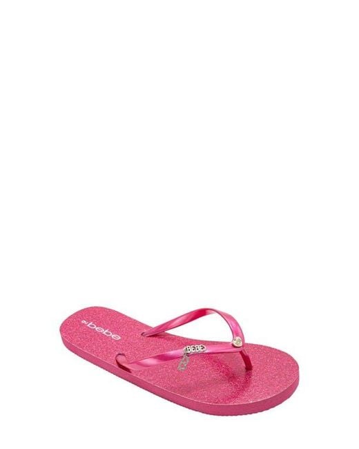 Bebe Pink Glittery Thong Sandal
