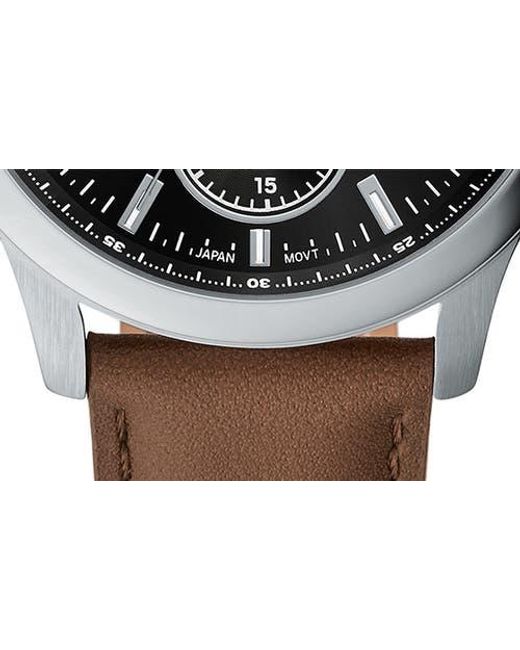Fossil Black Bennett Multifunction Leather Strap Watch, 45Mm for men