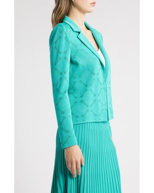 Ming Wang Blue Burnout Knit Jacket