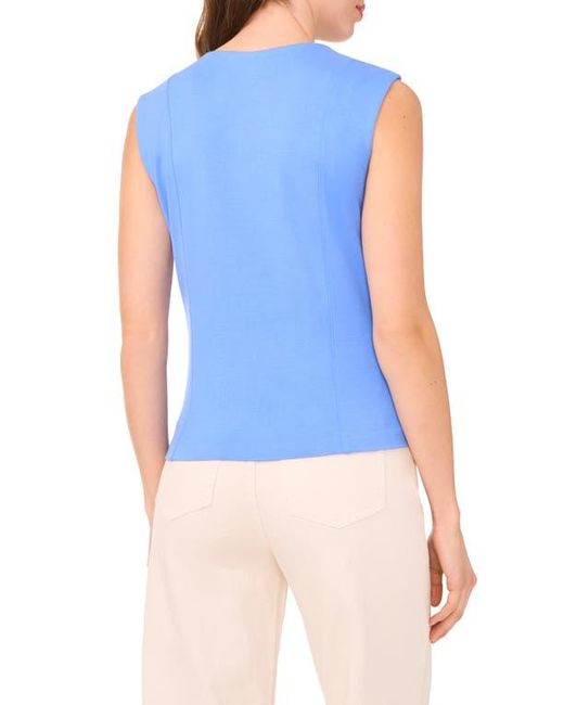 Halogen® Blue Seamed Notch Neck Ponte Shell