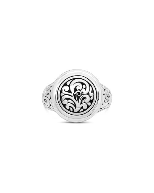 DEVATA White Sterling Silver Bali Filigree Signet Ring