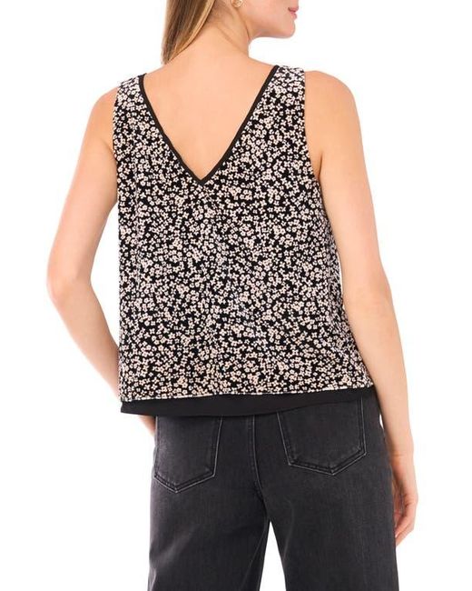 1.STATE Blue V-Neck Printed Shell