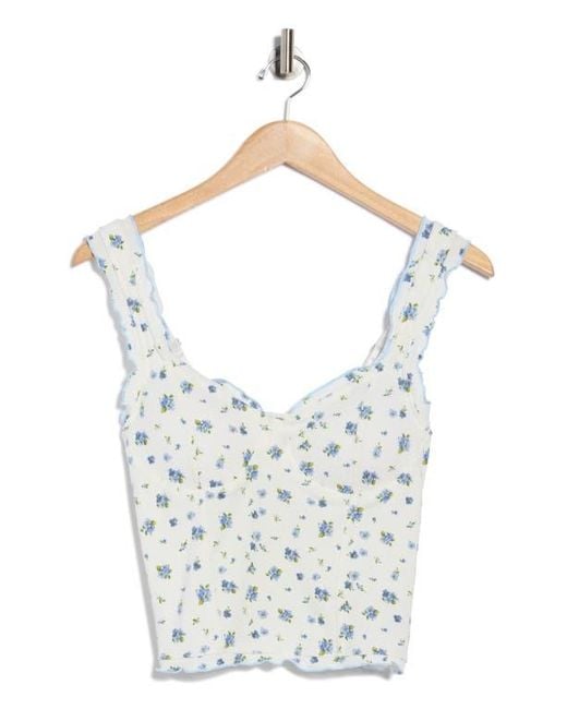 Madden Girl Blue Ruffle Trim Rib Tank Top
