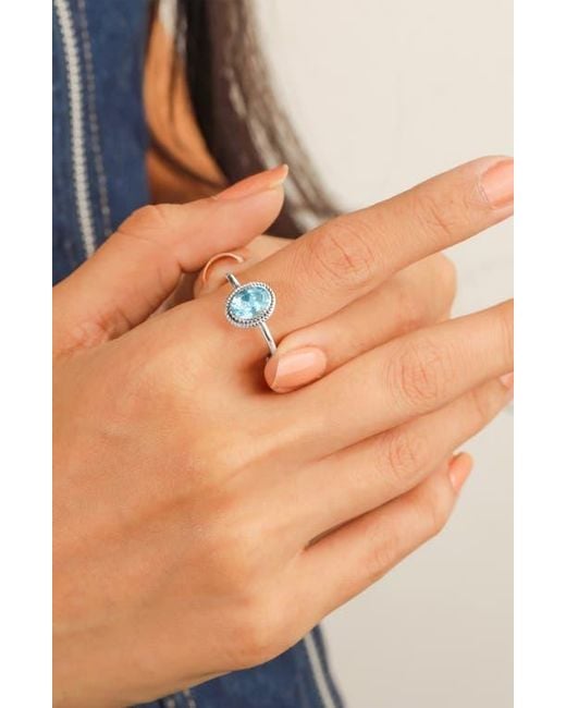 YS GEMS Blue Oval Solitaire Ring