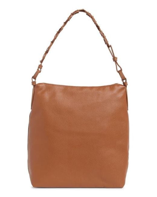 Sam Edelman Brown Bay Chain Link Pebbled Leather Hobo Bag