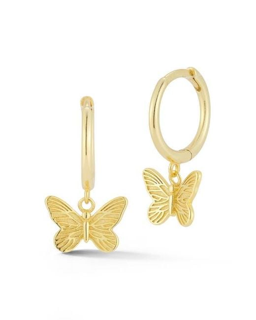 Glaze Jewelry Metallic Sterling Butterfly Huggie Hoop Earrings