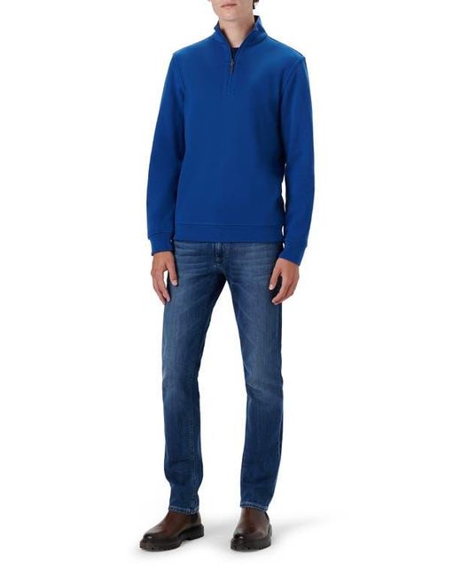 Bugatchi Blue Reversible Knit Quarter Zip Pullover for men