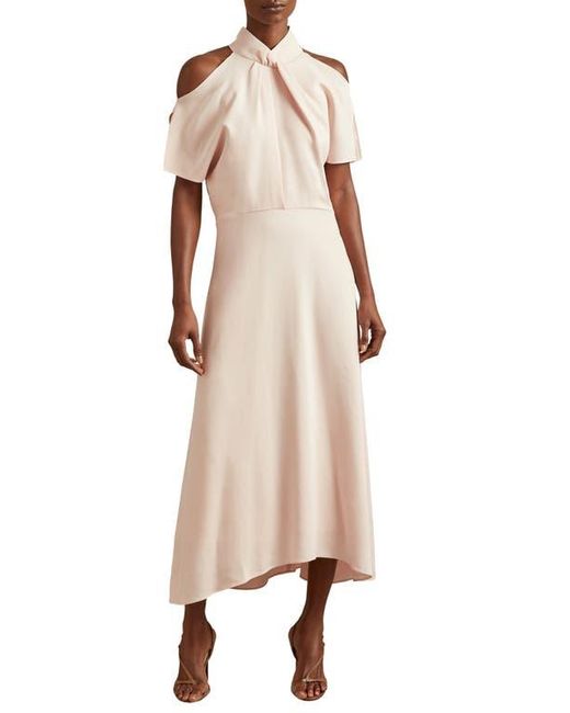 Reiss Andressa Cold Shoulder Midi Dress in Natural | Lyst