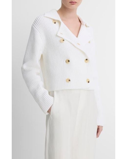 Vince White Double Breasted Sweater Jacket
