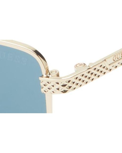 Guess Blue 59Mm Rectangular Sunglasses