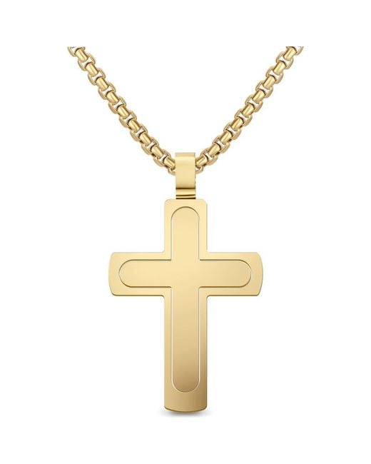 EDFORCE Metallic Two Layer Cross Necklace for men