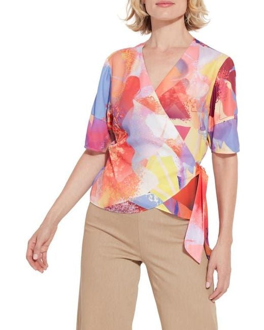 Lyssé Red Juno Front Tie Wrap Top