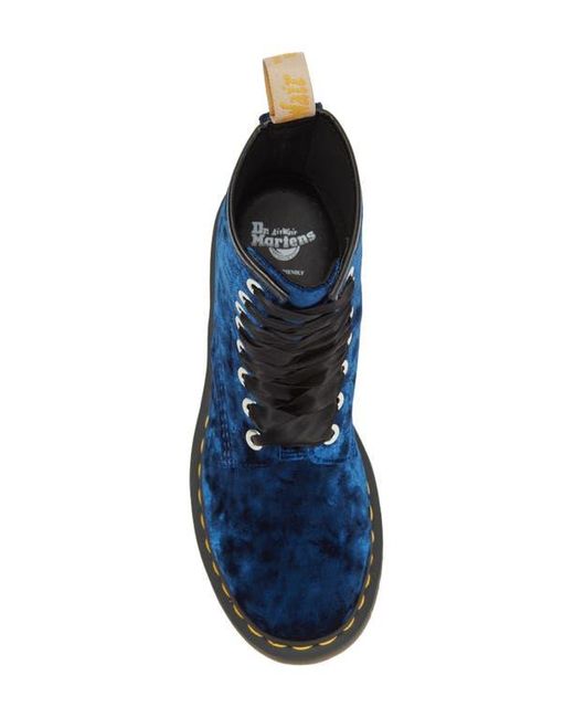 Blue velvet combat boots sale