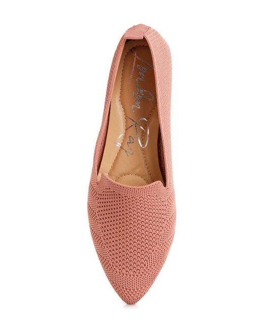 LONDON RAG Pink Akili Textured Knit Pointed Toe Flat