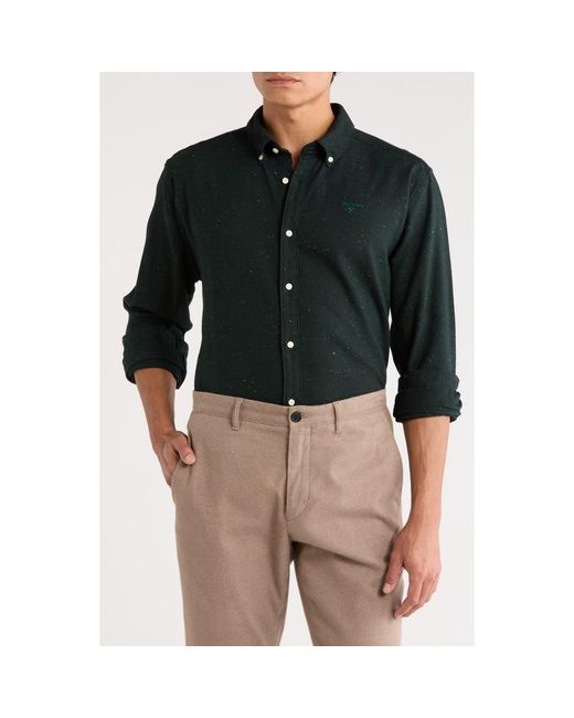 Barbour Black Tainsbury Tailored Fit Button-Down Shirt for men