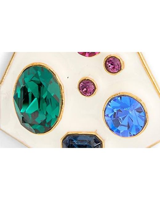Kenneth Jay Lane White Enamel Clip-On Drop Earrings