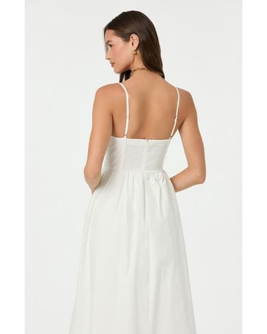 Astr White Poplin Bow Detail Midi Dress