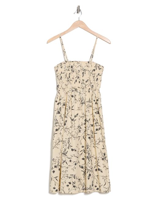 Abound Natural Print Smocked Cami Midi Dress