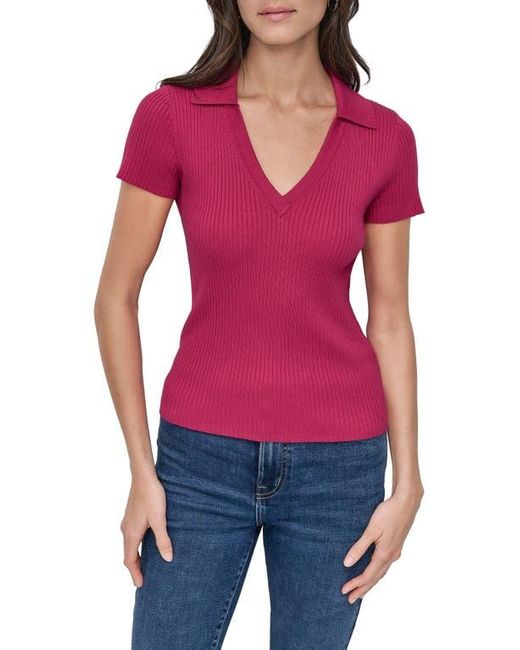 DKNY Red Short Sleeve Rib Polo Sweater